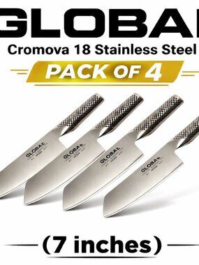 Global G5 7" Vegetable Knife Cromova 18 Stainless Steel | New pack of 4